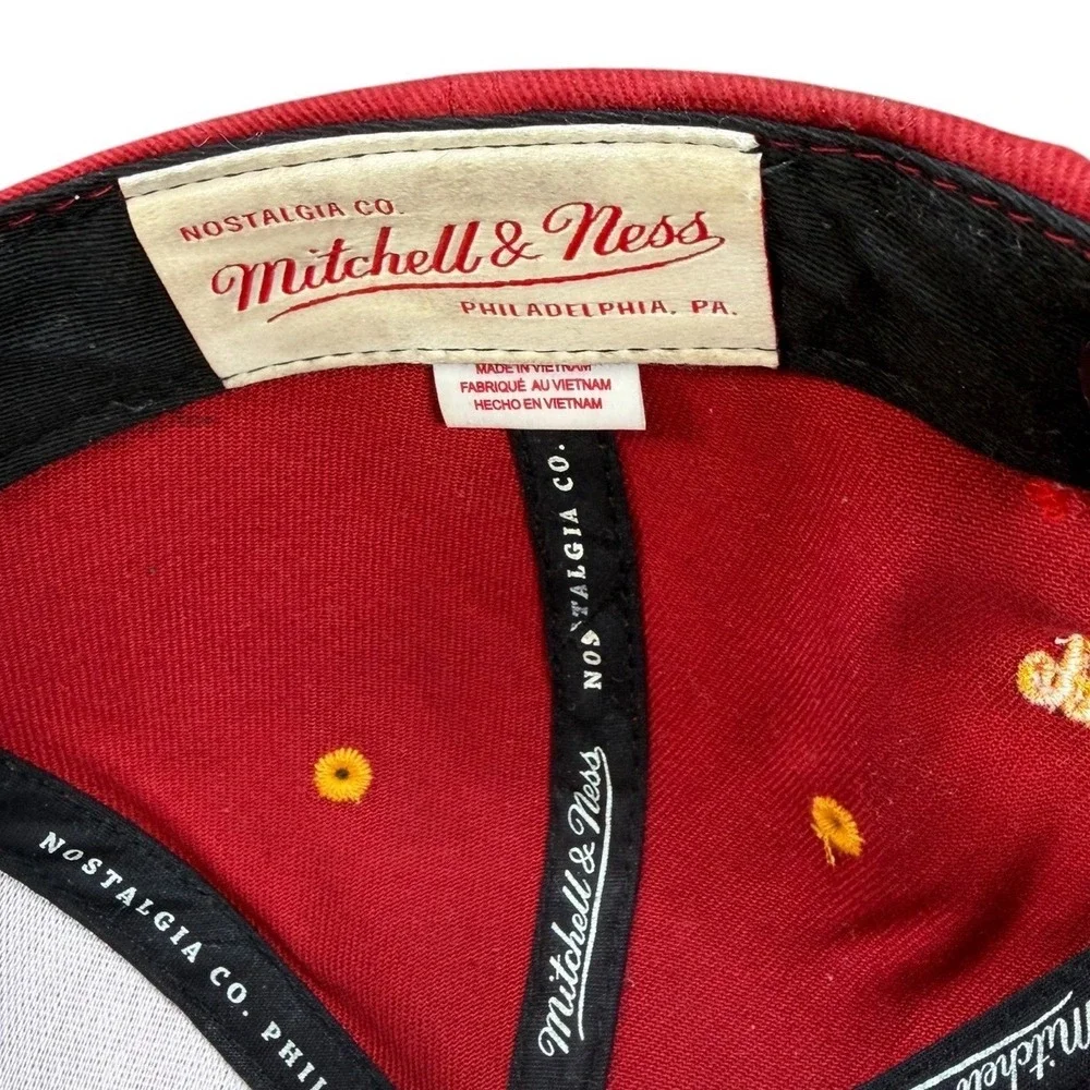 Mitchell & Ness Miami Heat Native Stripe Snapback Hat Red Woven Brim NBA 2014